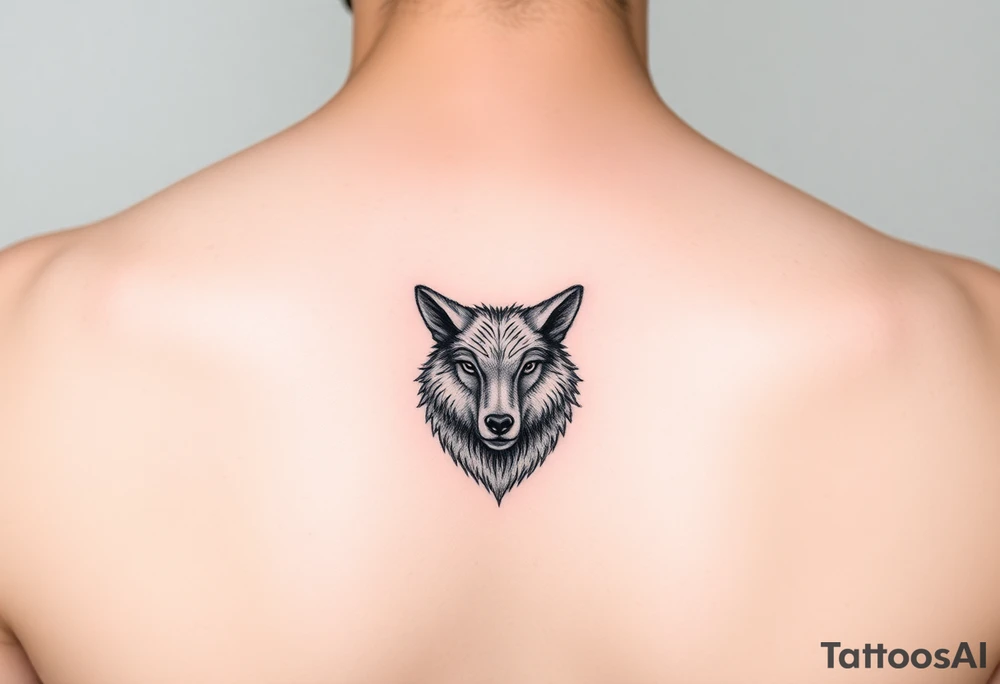 Wolf and sheep as one hybrid 
animal tattoo idea