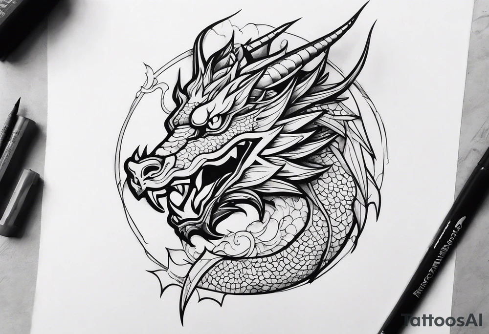 Dragon in lumbals man tattoo idea