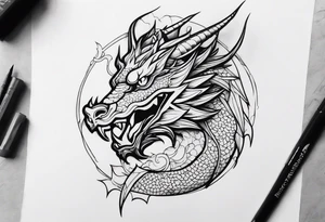 Dragon in lumbals man tattoo idea
