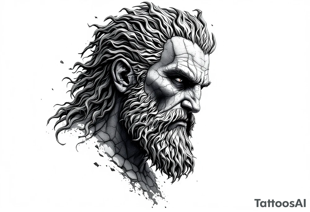 Hades forward facing stone portrait Greek mythology tattoo idea