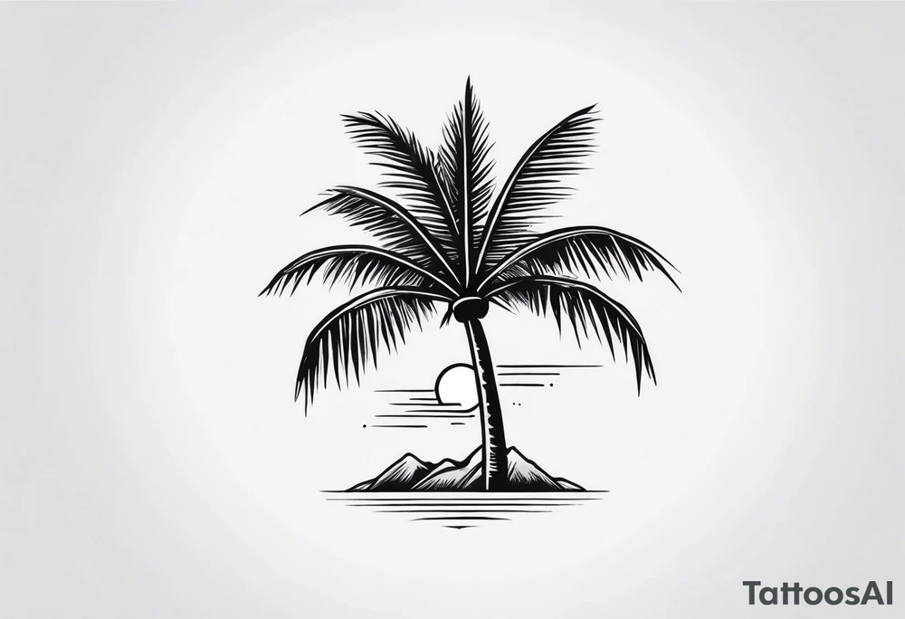 fineline tattoo of a palm tree tattoo idea