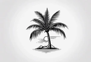 fineline tattoo of a palm tree tattoo idea