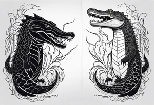 Make an arm sleeve with lightning bolt and alligators tattoo idea