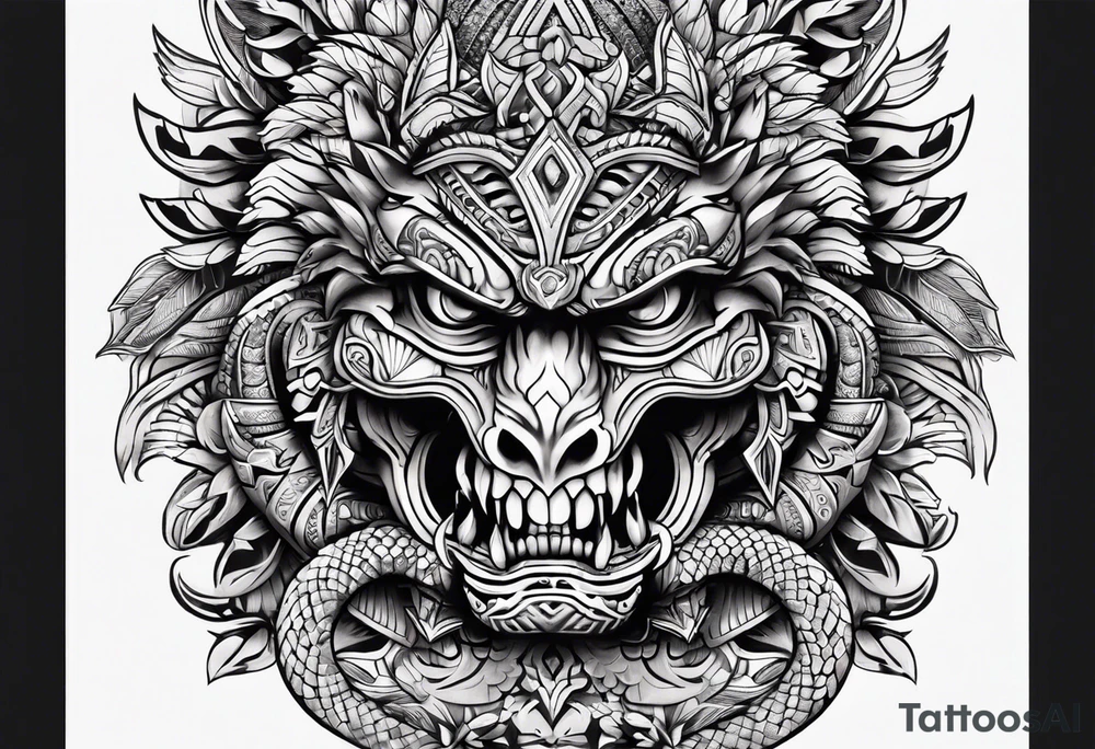 aztec snake sleeve tattoo idea