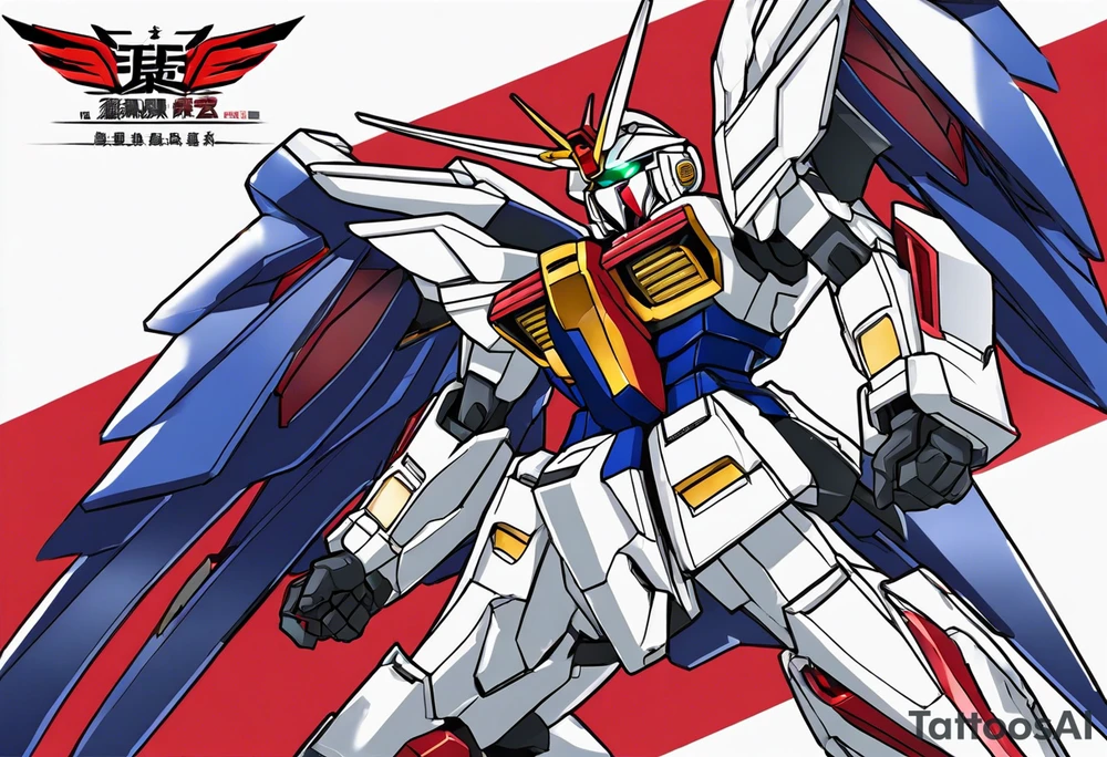 would like a gundam wing wing zero embedded with samurai background tattoo idea