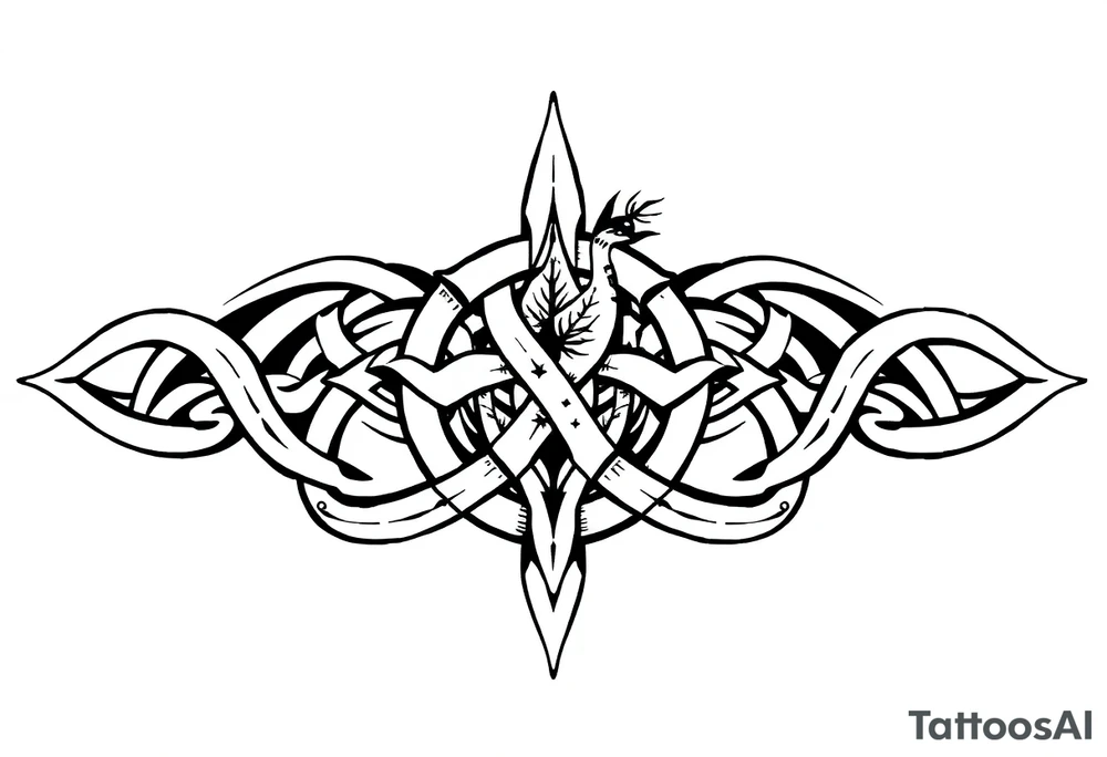 Arm band tattoo of Celtic knot infused with nature tattoo idea