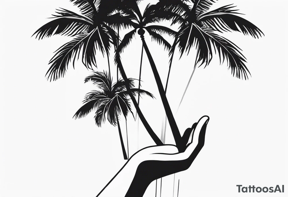 palm tree but switch leaves with hands tattoo idea