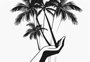 palm tree but switch leaves with hands tattoo idea