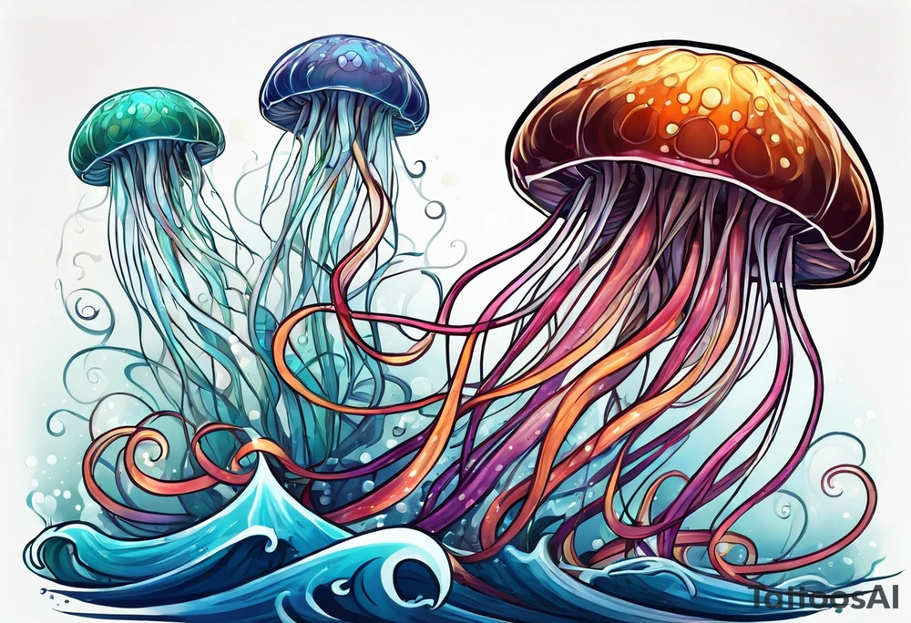 jelly fish with minimum number of tentacles tattoo idea