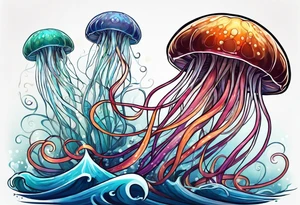 jelly fish with minimum number of tentacles tattoo idea