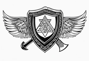 Valhalla shield sword axe Valknut tattoo idea
