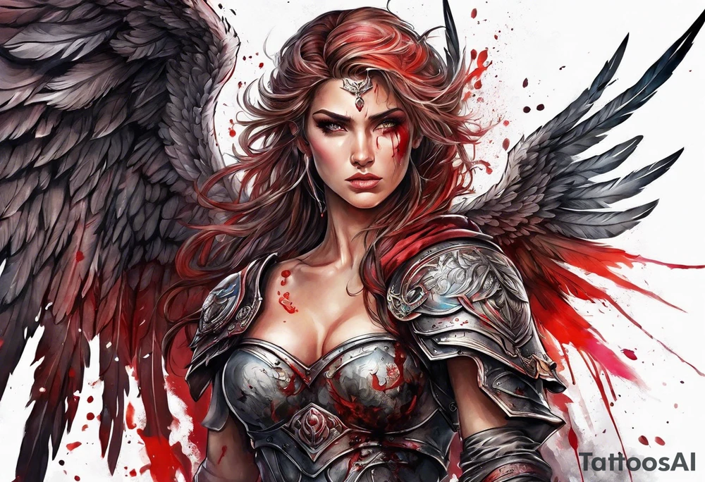 Angel warrior bloody tattoo idea