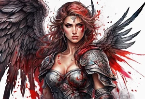 Angel warrior bloody tattoo idea