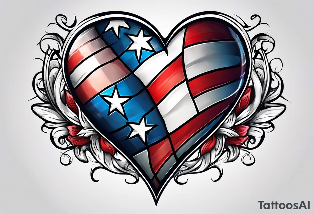 American flag in heart tattoo idea