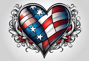American flag in heart tattoo idea