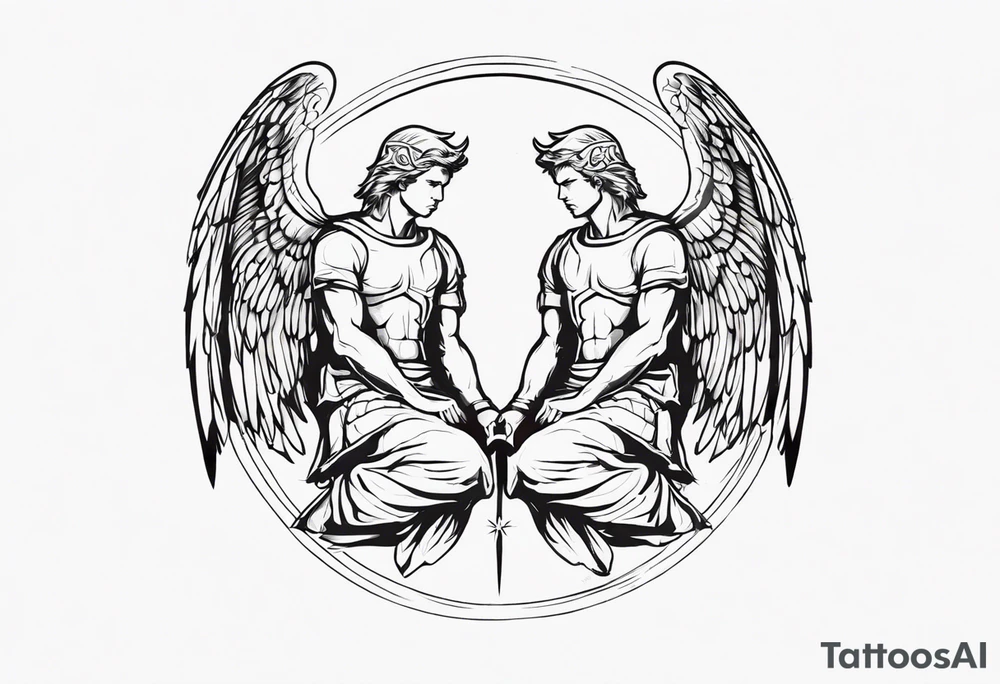 2 male guardian angels tattoo idea