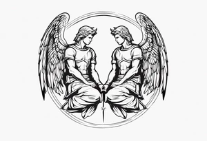 2 male guardian angels tattoo idea