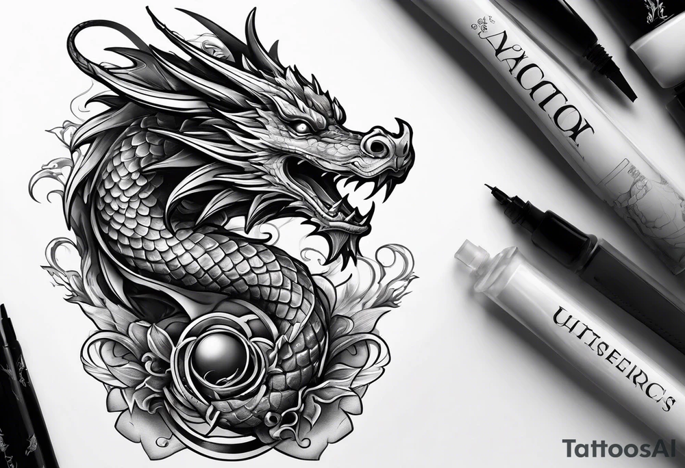 Small dragon on column tattoo idea