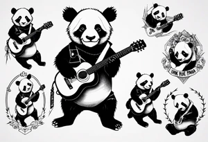 Punk Rock Panda playing guitar tattoo idea
