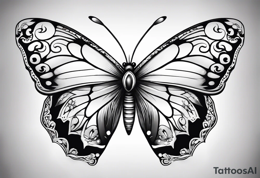 Borboleta com olho tattoo idea