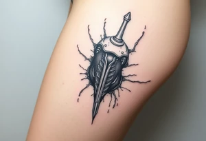 A big slash wound revealing a robotic bone under the skin tattoo idea