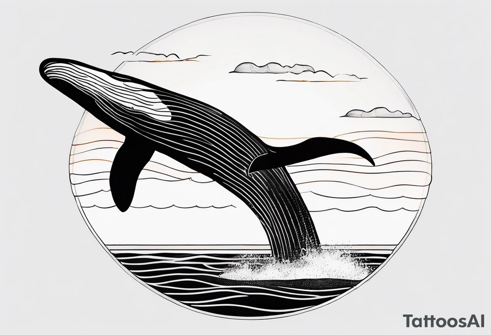 Dainty and delicate whale tail in sunset tattoo idea