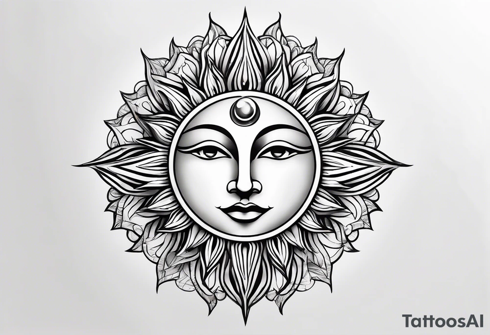 shiny sun minimalist tattoo idea