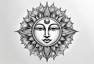 shiny sun minimalist tattoo idea