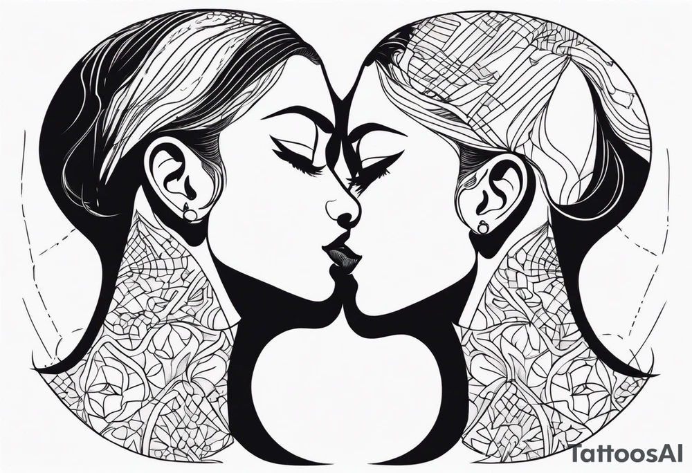 Two person kissing tattoo idea
