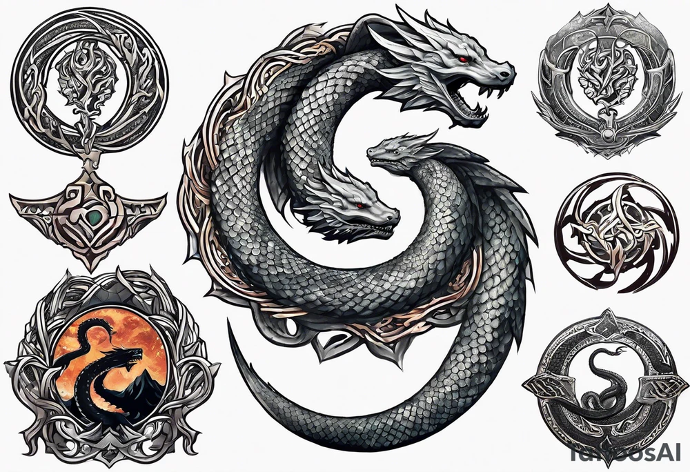 A Sleeve tattoo Jörmungandr the World Serpent, as depicted in God of ...