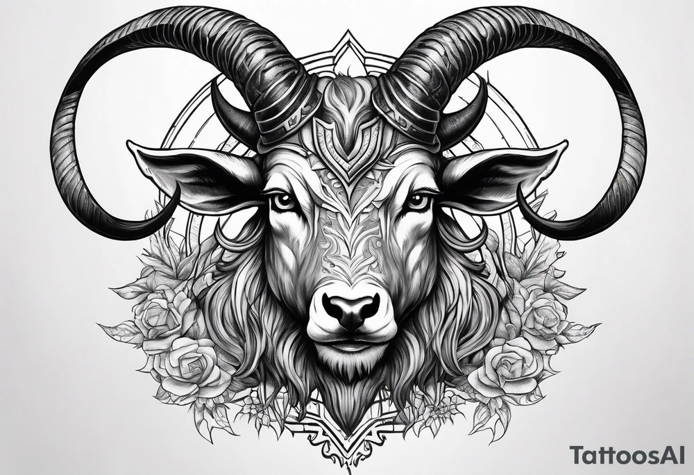 Devil with goat horns tattoo idea
