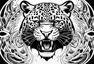 Jaguar tattoo running, top view tattoo idea