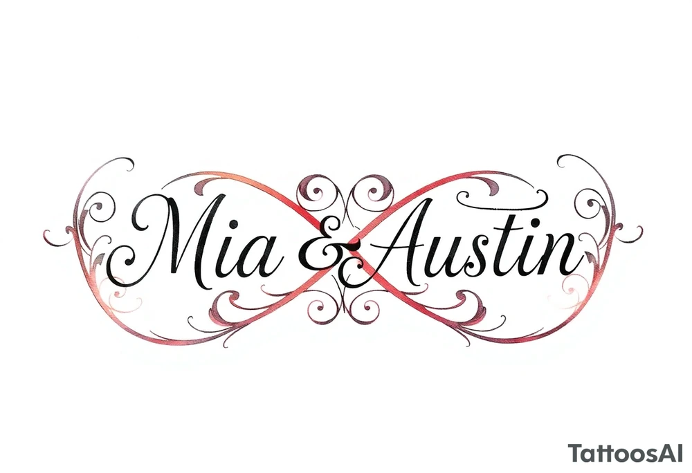Infinity symbol with the name's Mia and Austin tattoo idea