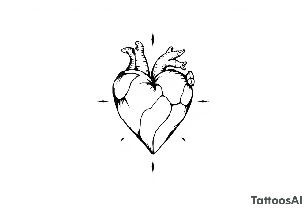 Heart and moon combination tattoo idea