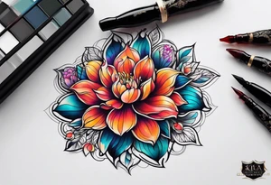 Cosmic flowers tattoo idea