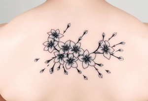 delicate cherry blossoms swirling in spring breeze with petals tattoo idea