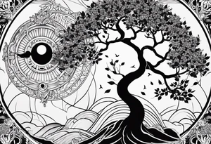 tree of life and yin and yang tattoo idea