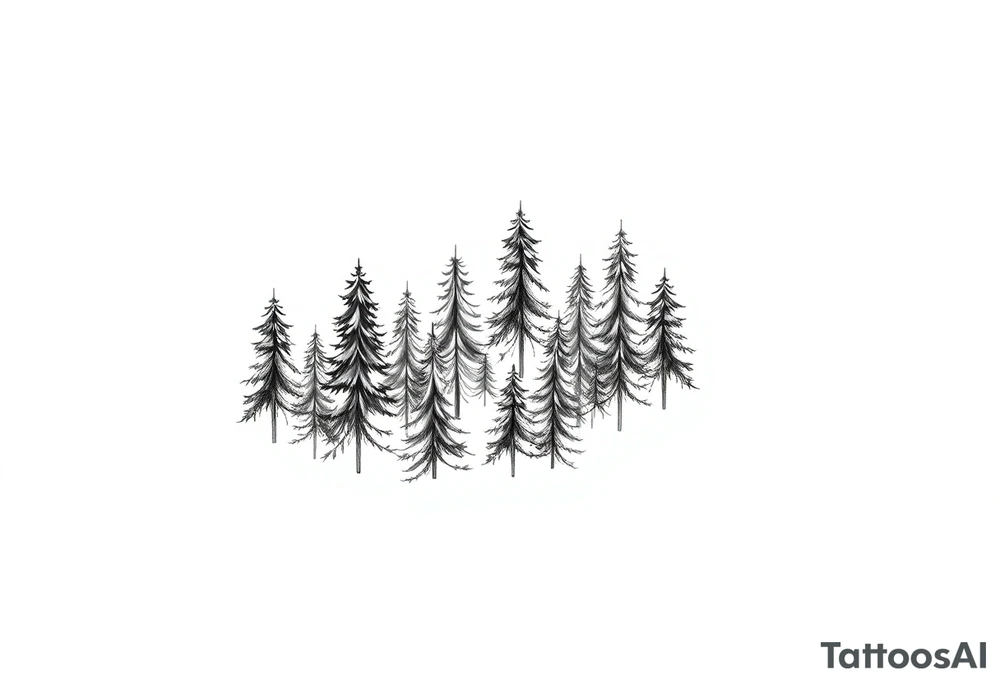 Coniferous forest tattoo sleeve black and gray tattoo idea