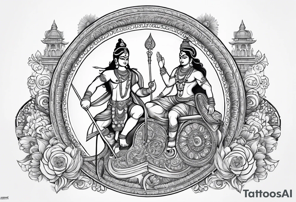 Lord krishna and arjun on a chariot tattoo idea