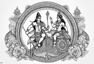 Lord krishna and arjun on a chariot tattoo idea