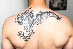 Cute dragon with Chinese style themed tattoo idea
