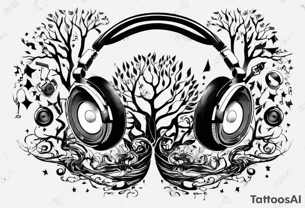 music speaker note tree headphones tattoo idea