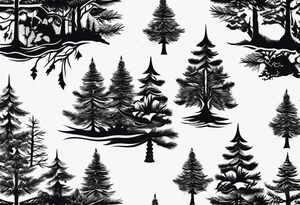 5 pine tree family tattoo idea