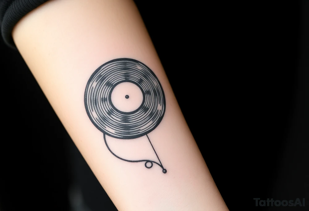 vinyl record and disco ball tattoo idea