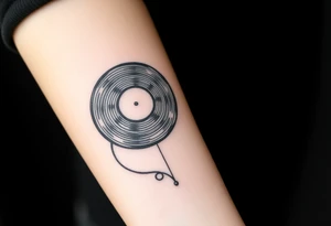 vinyl record and disco ball tattoo idea