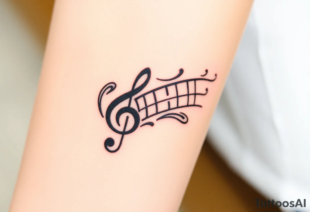 grand piano under the stars swirl treble tattoo idea