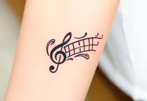 grand piano under the stars swirl treble tattoo idea