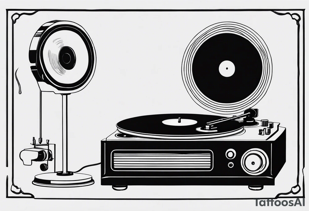 Recordplayer minimalistic fineline drawed in 2D tattoo idea Recordplayer minimalistic fineline drawed in 2D tattoo idea