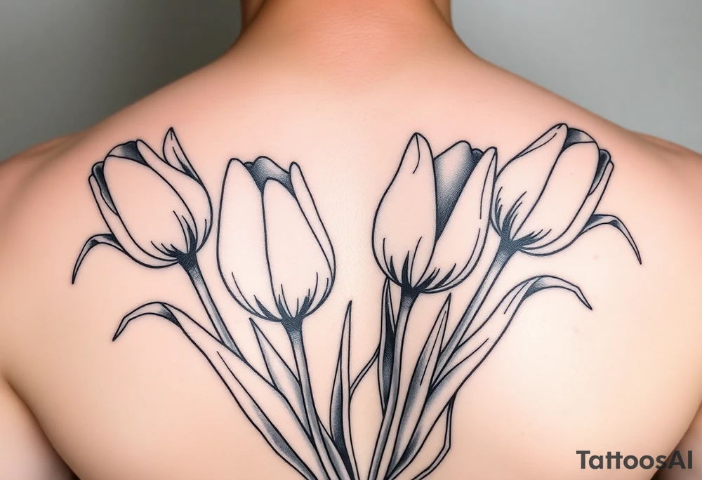 Long steamed tulips tattoo idea