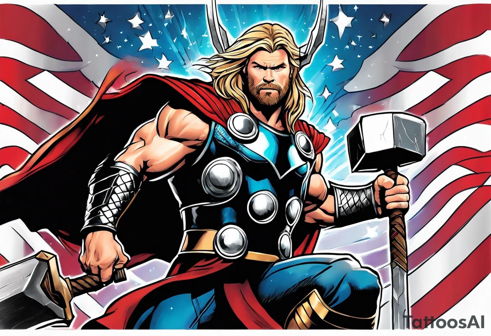 The Mighty Thor that looks like the Chris Hemsworth version tattoo idea